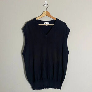 Slazenger Men's Large Outdoors Golf V-Neck Cotton Sweater Vest Pullover in Black